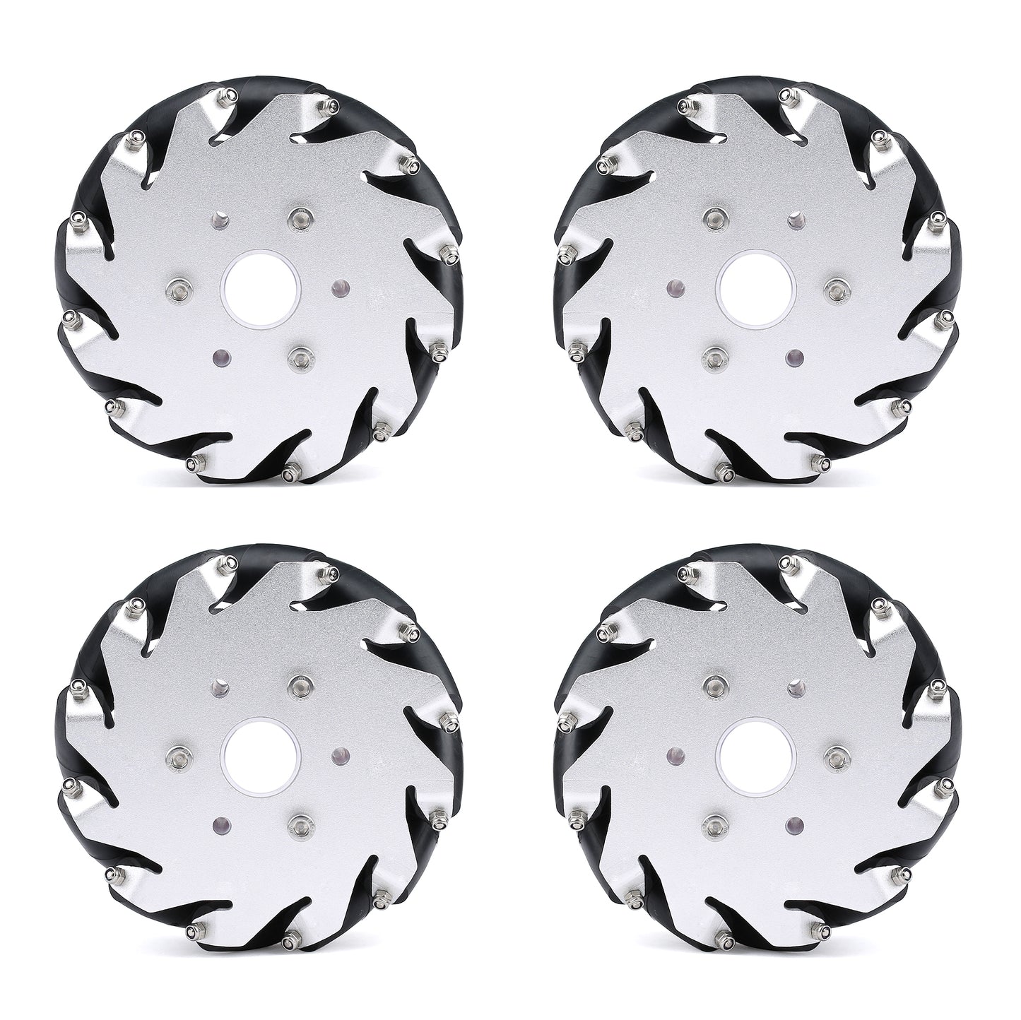 YFROBOT Metal Mecanum wheels, 127mm in size, come in a set of four with couplings included