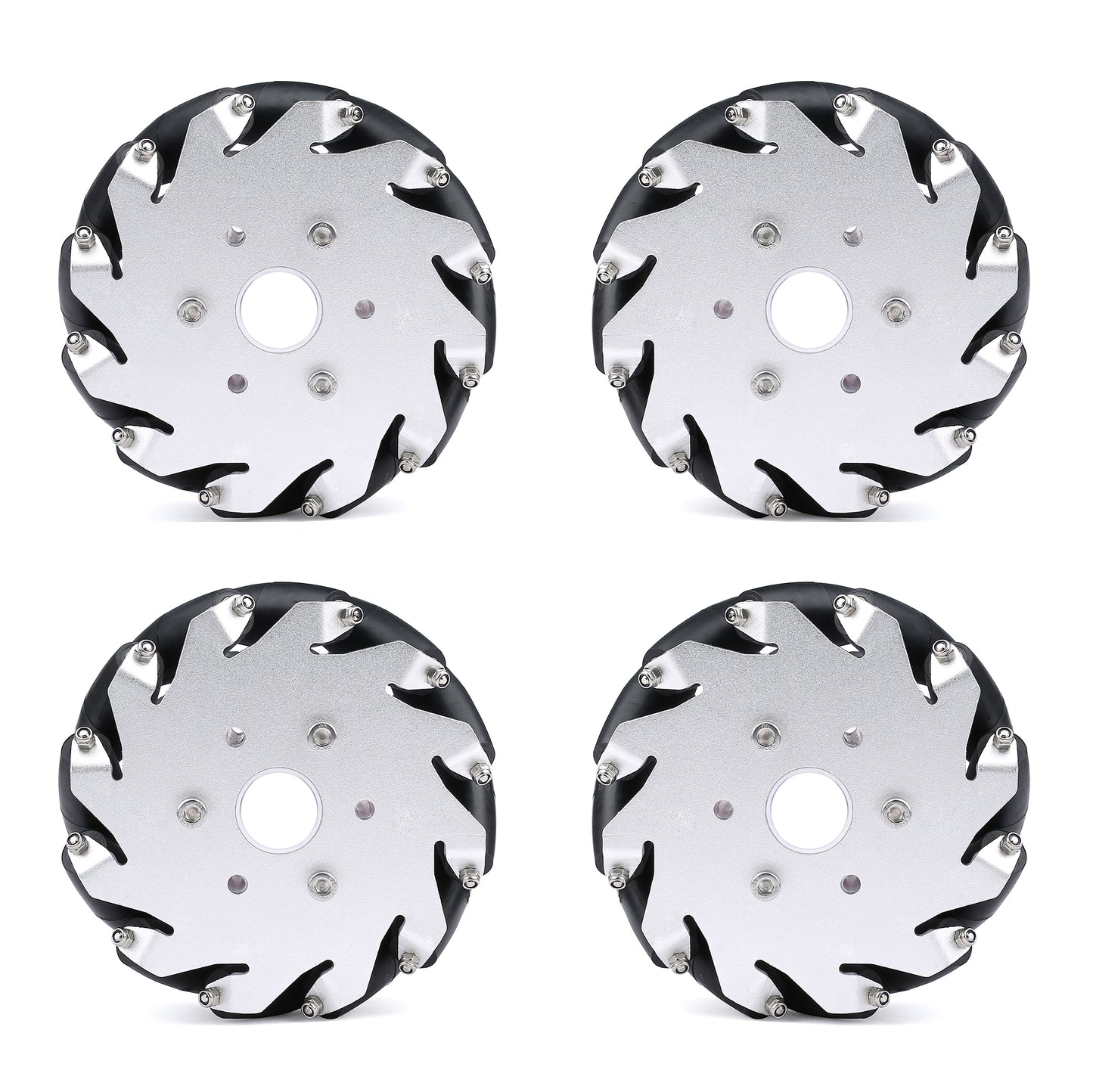 YFROBOT Metal Mecanum wheels, 127mm in size, come in a set of four with couplings included