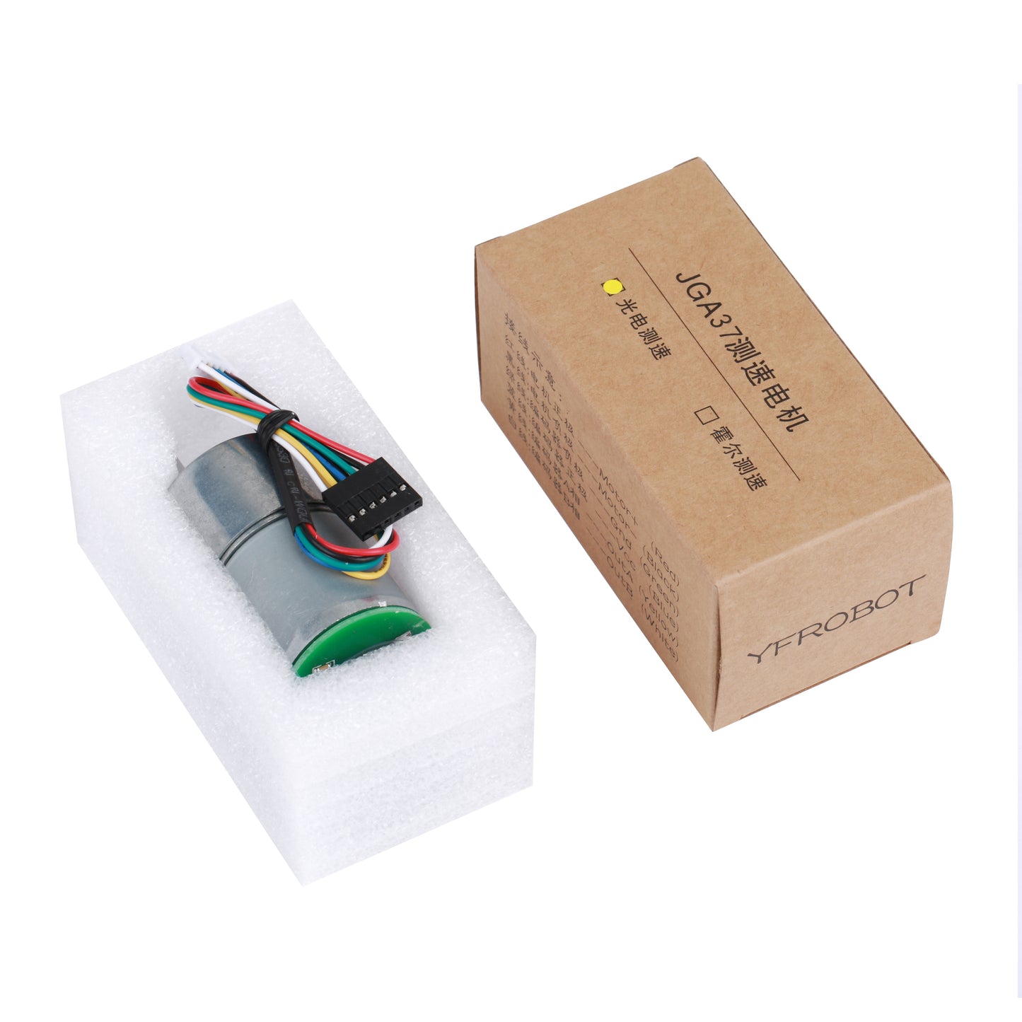 YFROBOT Metal Gearmotor GB37-3530 12V with 16 CPR Encoder Hall speed measurement