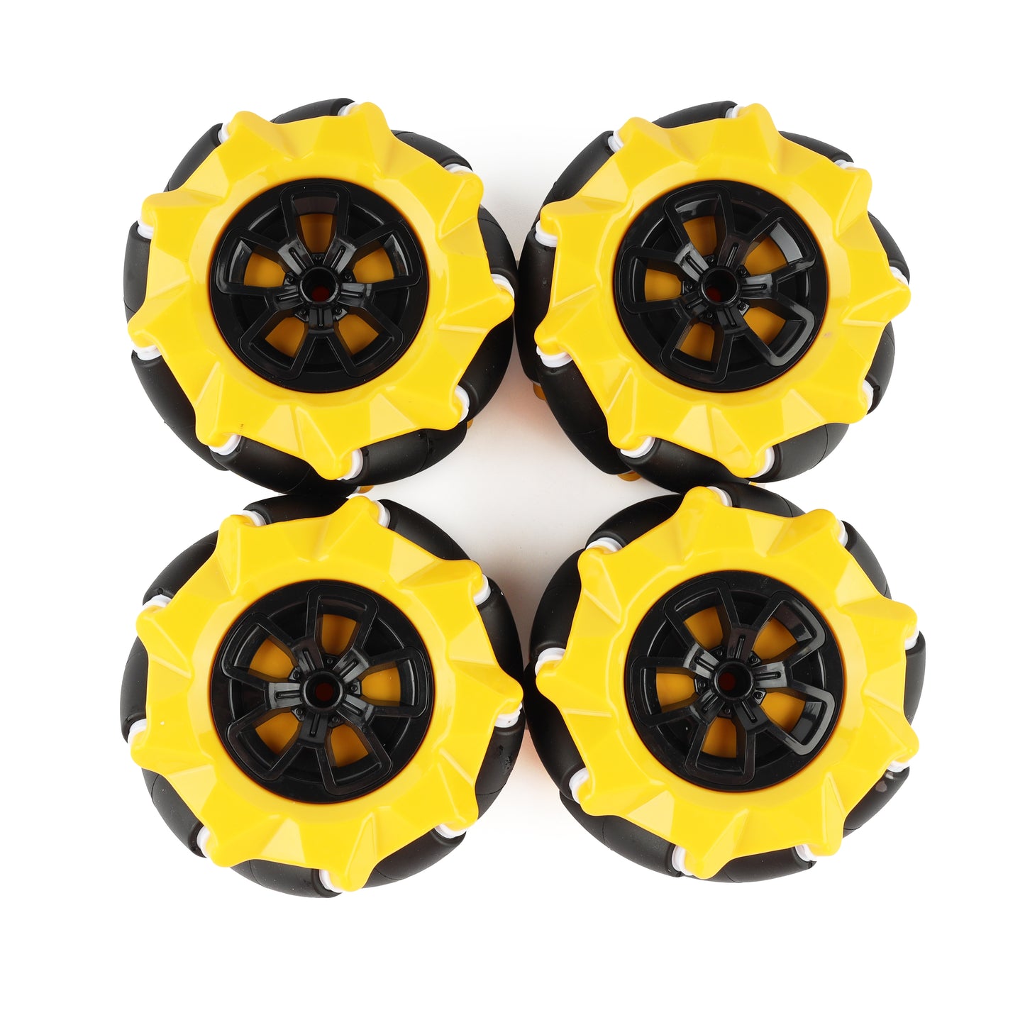 YFROBOT Plastic Mecanum Wheels, 97mm in size, come in a set of four with couplings included