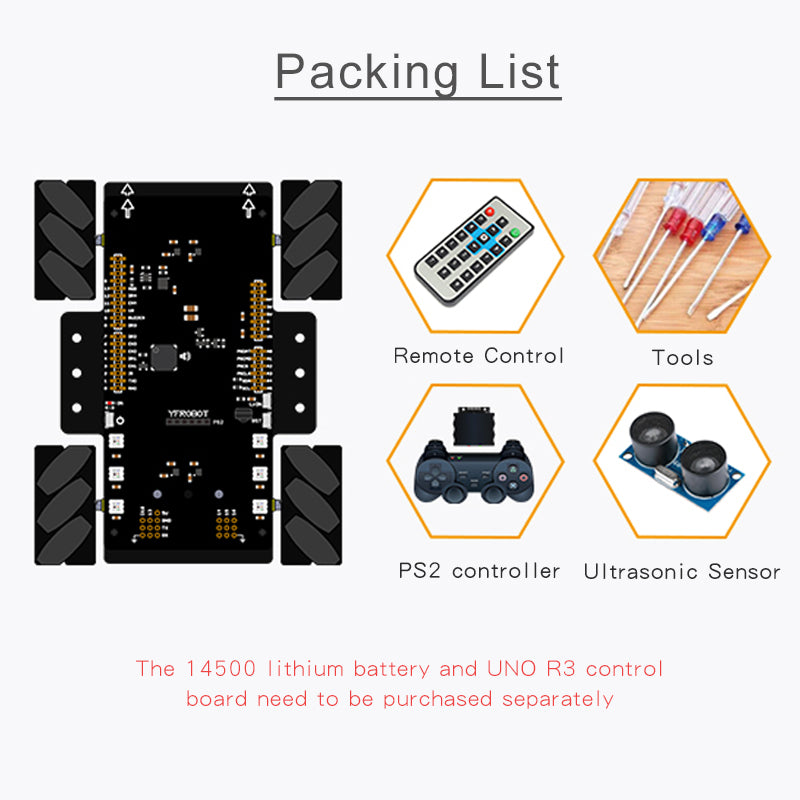 YFROBOT 4WD Mecanum Wheels omini Robot for Arduino ( without battery and Control motherboard)