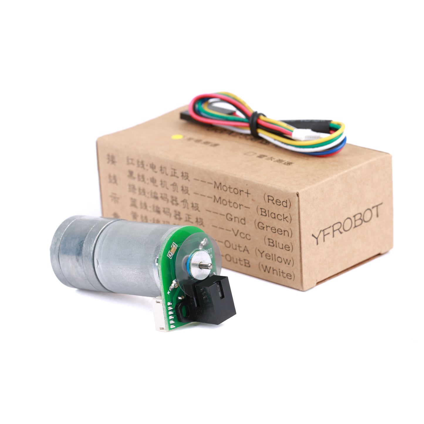 YFROBOT Metal Gearmotor GA25 12V with 360 CPR Encoder photoelectric speed measurement