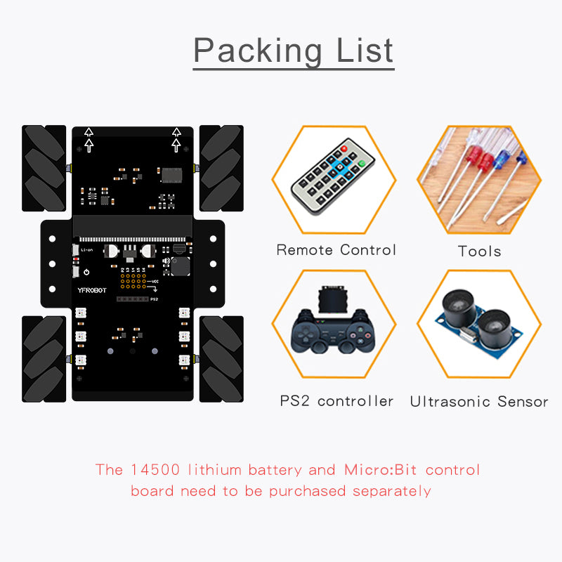 YFROBOT 4WD Mecanum Wheels omini Robot for Micro:Bit （without battery and Control motherboard）