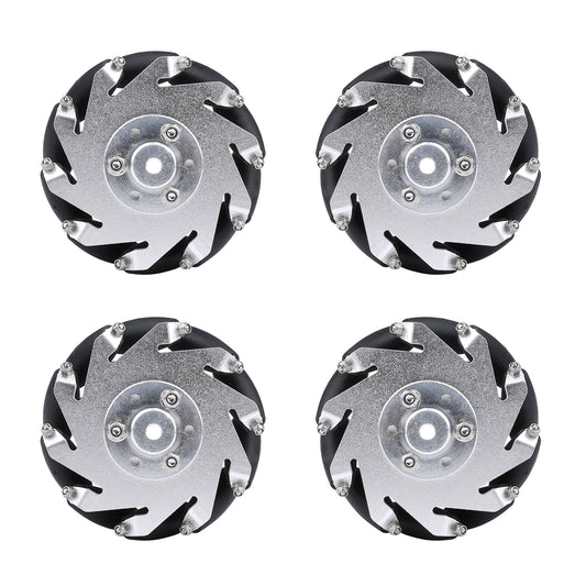 YFROBOT Metal Mecanum wheels, 75mm in size, come in a set of four with couplings included.