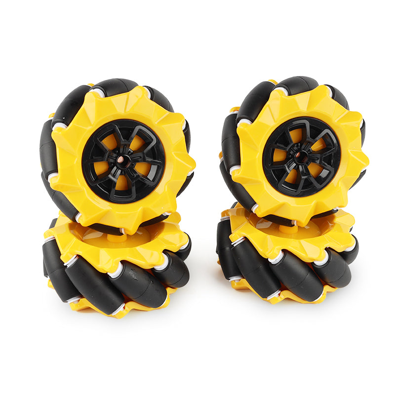 YFROBOT Plastic Mecanum Wheels, 80mm in size, come in a set of four with couplings included