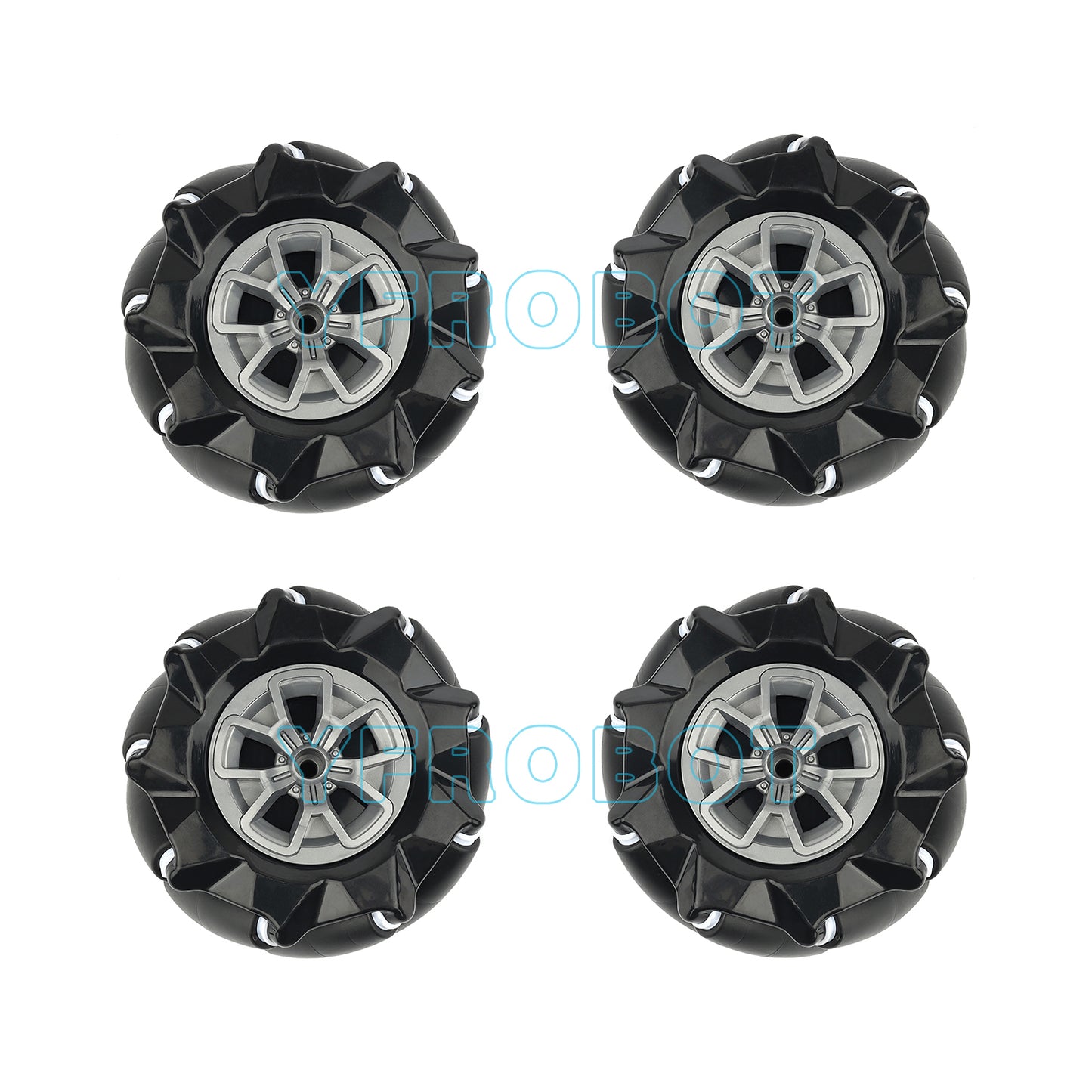 YFROBOT Plastic Mecanum Wheels, 80mm in size, come in a set of four with couplings included